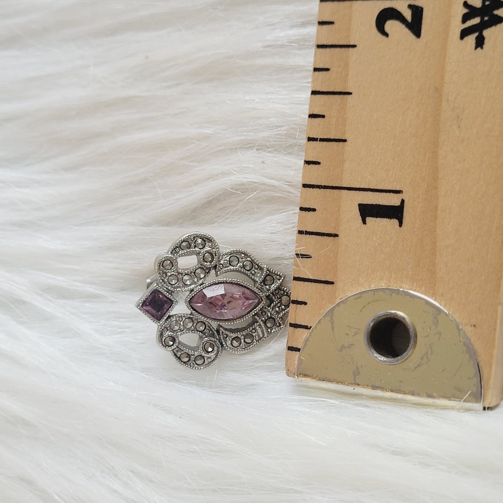 Victorian Rhinestone Earrings Art Deco Regency Boho Marcasite Silver Tone 21086 - Picture 7 of 7